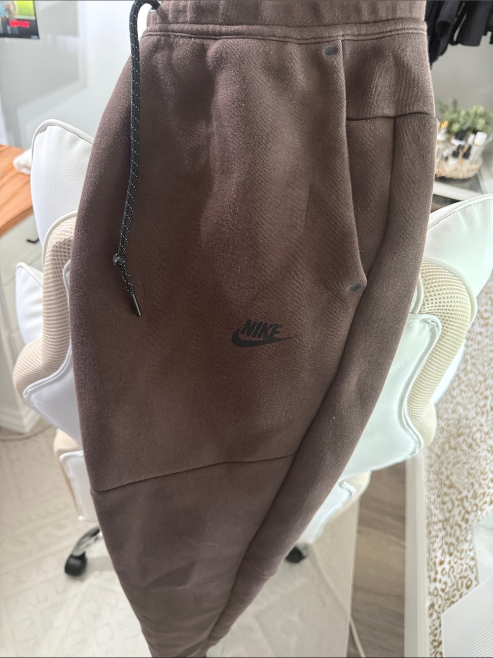 Nike-tech  Brown Joggers with Black Swoosh